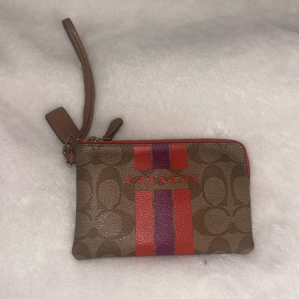 Coach Wristlet Wallet Orange and Purple